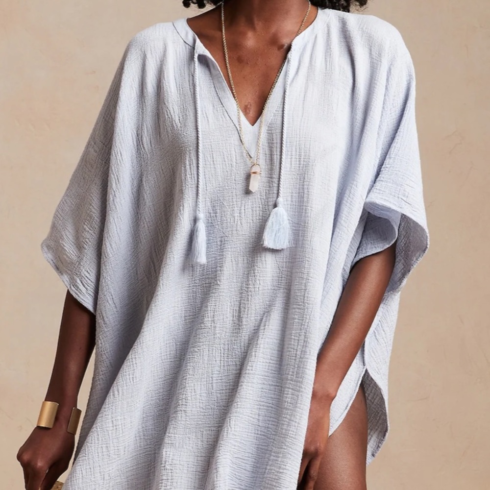 NWT Banana Republic 100% cotton oversized Beach coverups ONLY BLUE LEFT - Picture 1 of 5